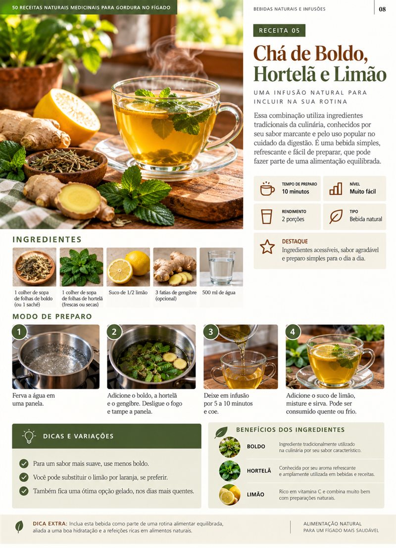 Página do guia: Chá de Boldo, Hortelã e Limão